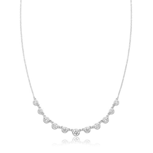 Silver Rhodium Cz Set Necklet 