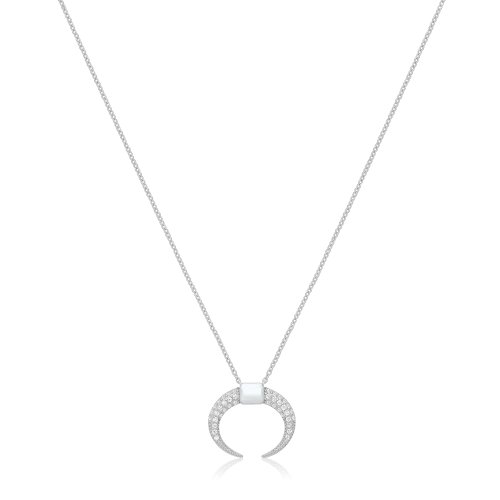 Silver Ladies' Fine Cz Horn Necklet 