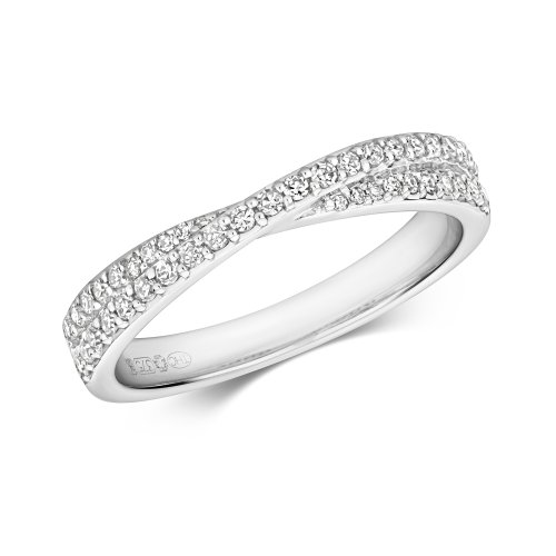 Diamond Crossover Ring In 9ct White Gold 
