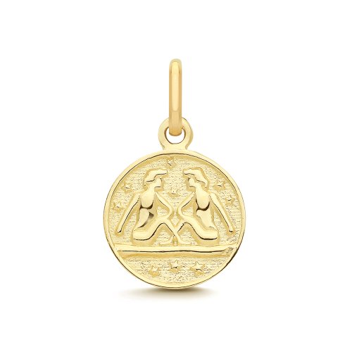 9ct Yellow Gold Gemini Zodiac Coin Pendant 
