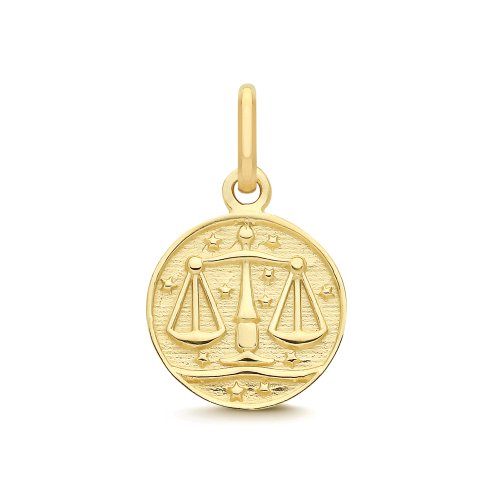 9ct Yellow Gold Libra Zodiac Coin Pendant 