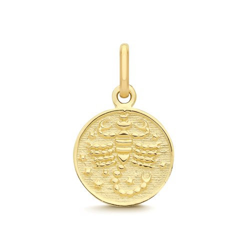 9ct Yellow Gold Scorpio Zodiac Coin Pendant 