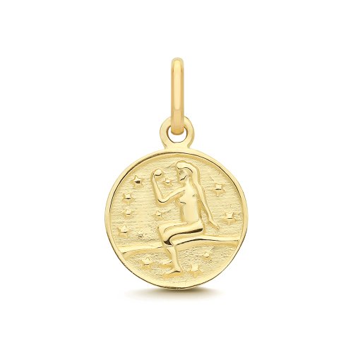 9ct Yellow Gold Virgo Zodiac Coin Pendant 