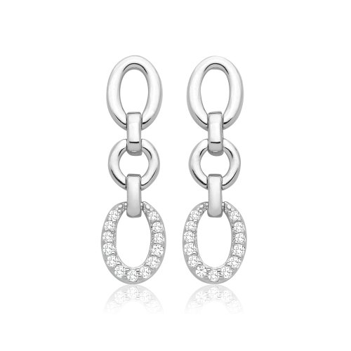 Silver & Co Cz Link Drop Earrings SEG0126