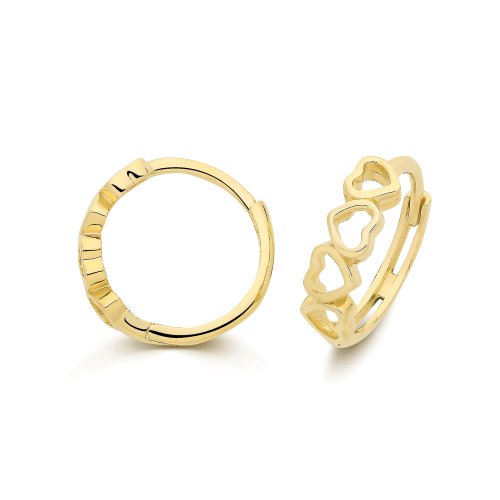 9ct Yel Gold Heart Huggies 