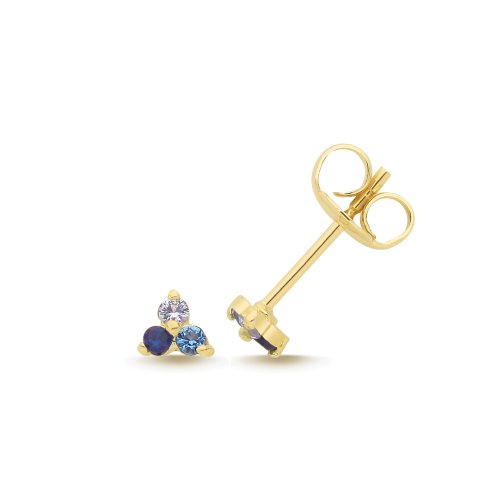9ct Yellow Gold Cz Cluster Studs 
