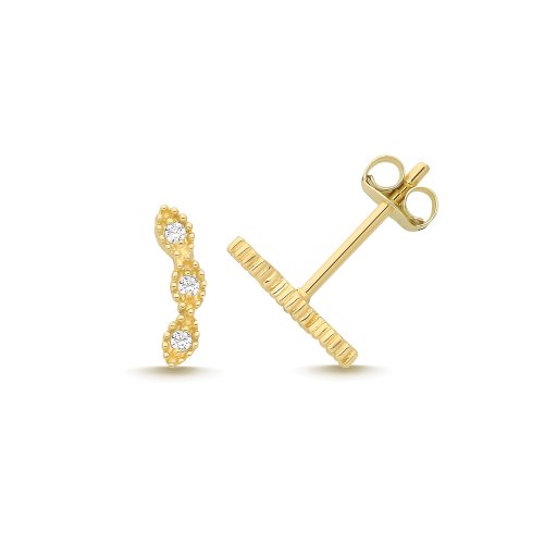 9ct Yel Gold Cz Climbing Studs 