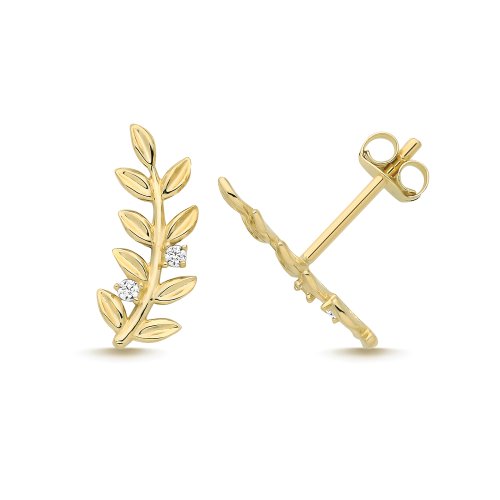 9ct Yel Gold Branch Climber Studs 