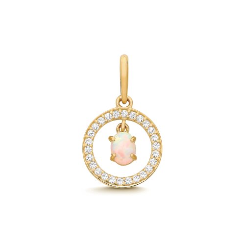 9ct Yel Gold Opal & Cz Charm 