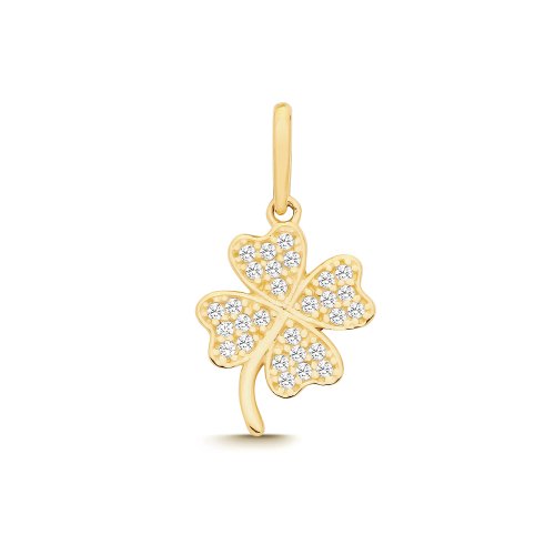 9ct Yel Gold Cz Clover Leaf Charm 