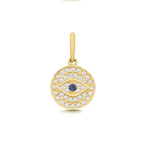 9ct Yel Gold Cz Evil Eye Charm 