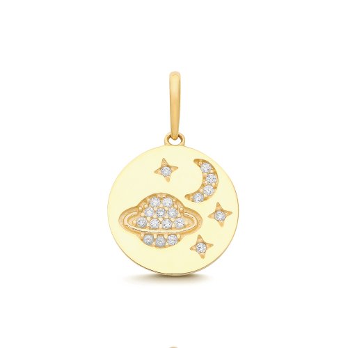 9ct Yel Gold Saturn Moon & Star Charm 
