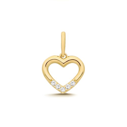 9ct Yel Gold Cz Heart Charm 