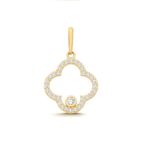 9ct Yel Gold Cz Clover Leaf Charm 