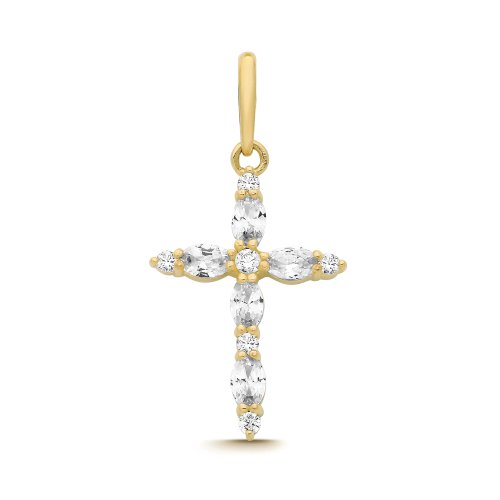 9ct Yel Gold Cz Cross 