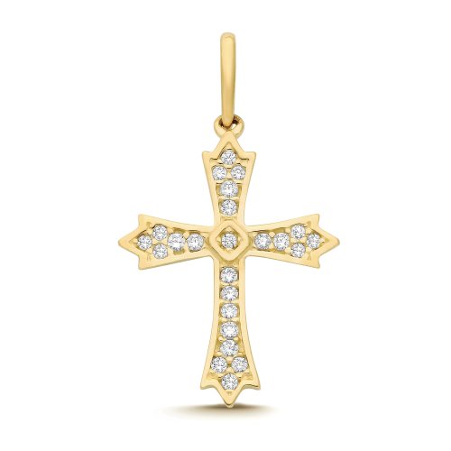 9ct Yel Gold Cz Cross 