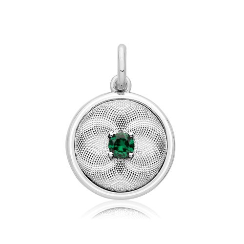 Silver Rhodium Cz Set Cercle Pendant 