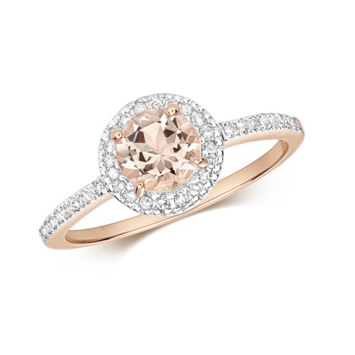 Diamond & Morganite Ring In 9ct Rose Gold 