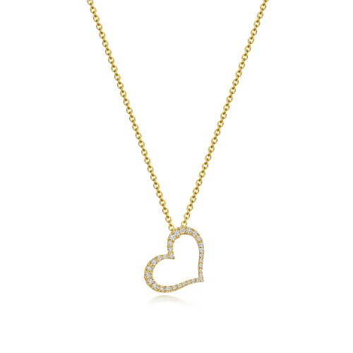 Diamond Heart Necklace In 18ct Gold 