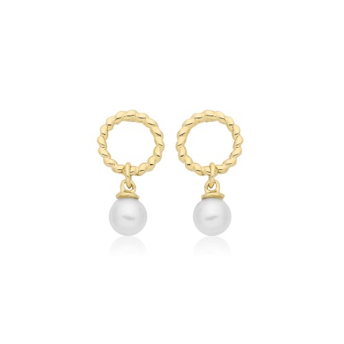 9ct Yel Gold Freshwater Pearl Drop Earrings 