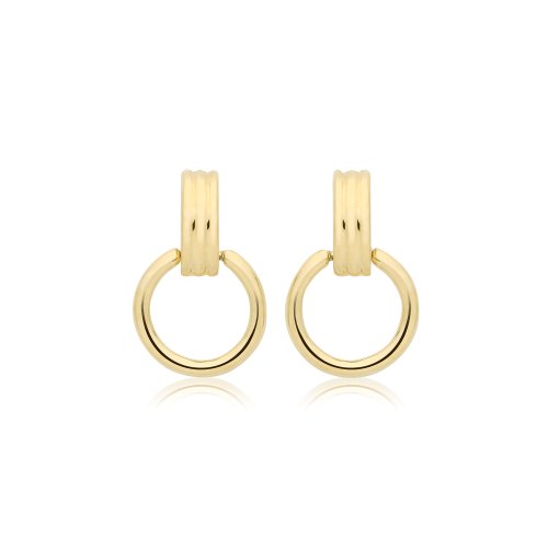 9ct Yel Gold Door Knock Drop Earrings 