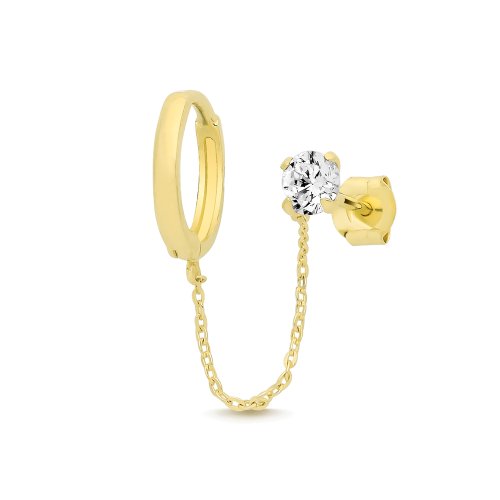 9ct Yel Gold Cz Chain Single Huggy 
