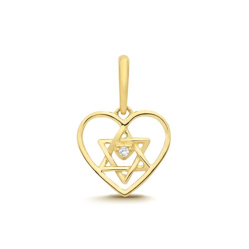9ct Yellow Gold Heart And Star Pendant 