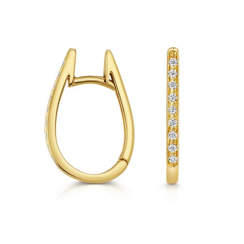 Diamond Oval Hoops In 18ct Gold 