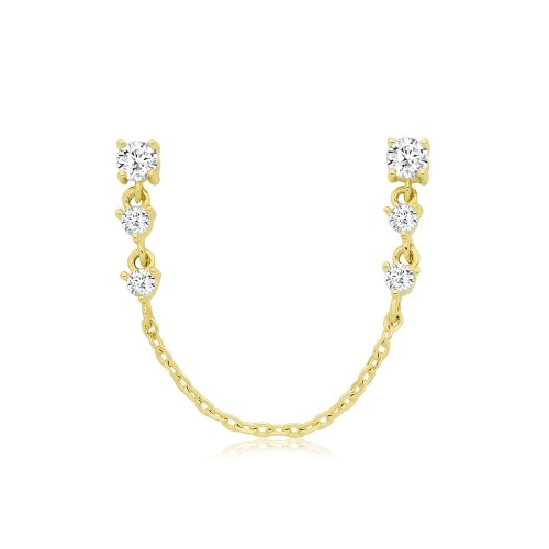 9ct Yel Gold Cz With Chain Earrings 