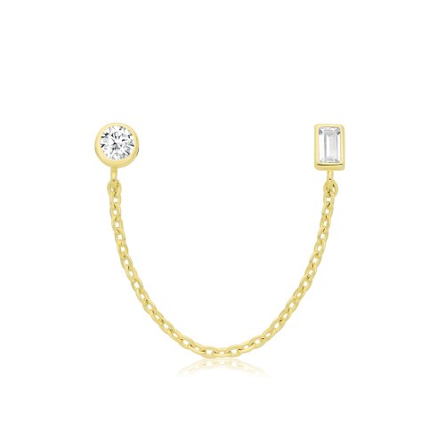9ct Yel Gold Cz Chain Single Earring 
