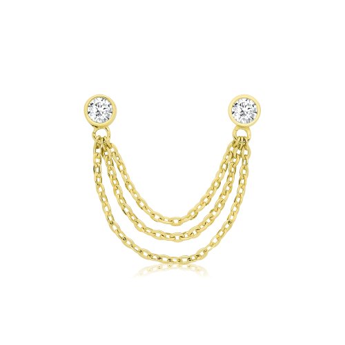 9ct Yel Gold Cz Multi-chain Single Earring 