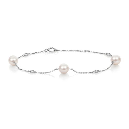 Diamond & Akoya Pearl Bracelet In 18ct White Gold 