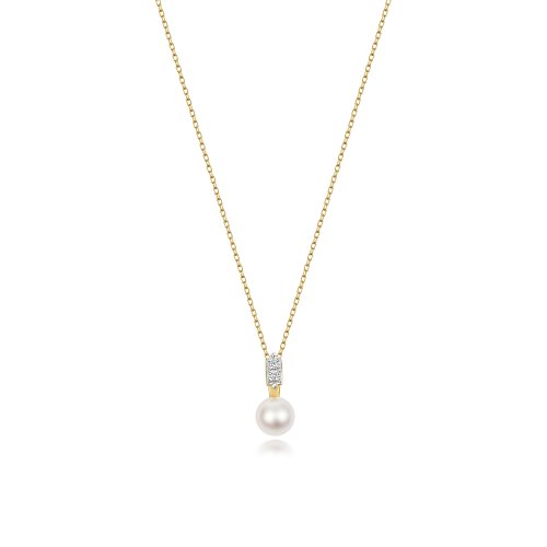 Diamond & Akoya Pearl Necklace In 18ct Gold 