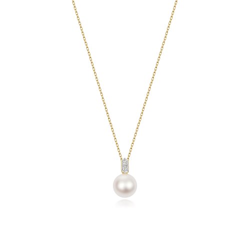 Diamond & Akoya Pearl Necklace In 18ct Gold 