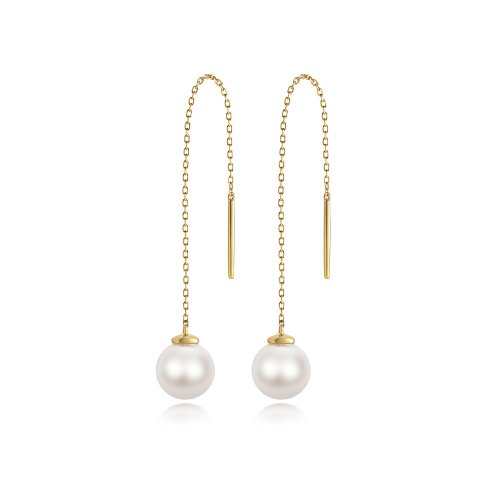 Fresh Water Pearl Earring Drops In 9ct Gold 
