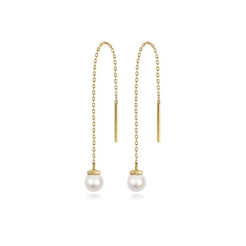 Fresh Water Pearl Earring Drops In 9ct Gold 