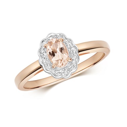 Diamond & Morganite Ring In 9ct Rose Gold 