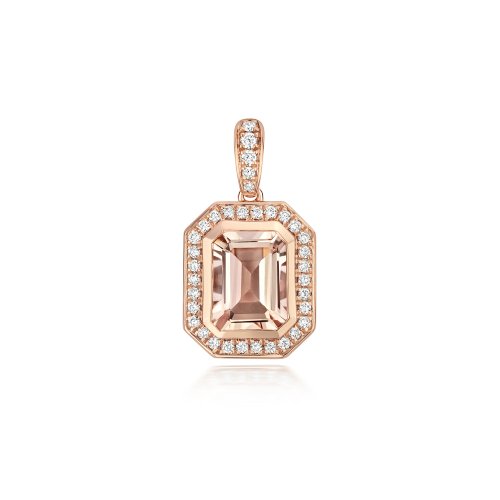Diamond And Morganite Pendant In 9ct Rose Gold 