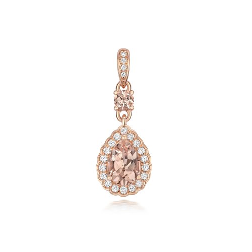 Diamond And Morganite Pendant In 9ct Rose Gold 