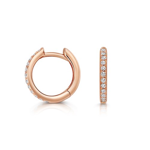 Diamond Hoop Earrings 9mm In 18ct Rose Gold 