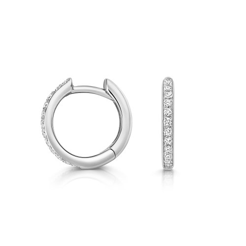 Diamond Hoop Earrings 9mm In 18ct White Gold 