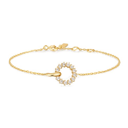 Ania Haie Gold Interlinked Cubic Zirconia Circles Pav Bracelet