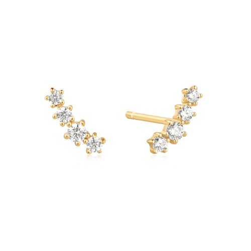 Ania Haie Gold Sparkle Cubic Zirconia Climber Studs