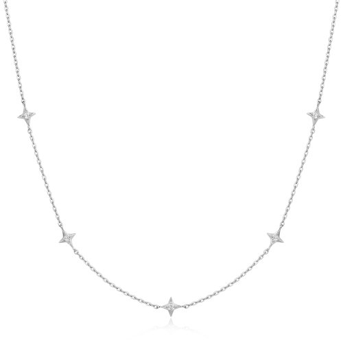 Ania Haie Silver Stars Station Cubic Zirconia Necklace