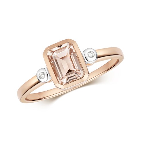 Diamond & Morganite Ring In 9ct Rose Gold 