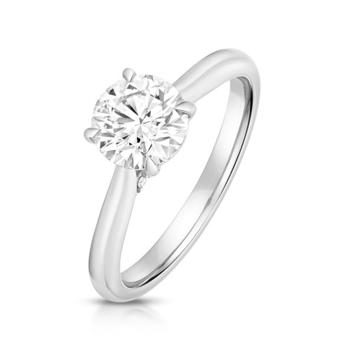 Lab Grown Certified Round Solitaire Plain Shoulders In Platinum 