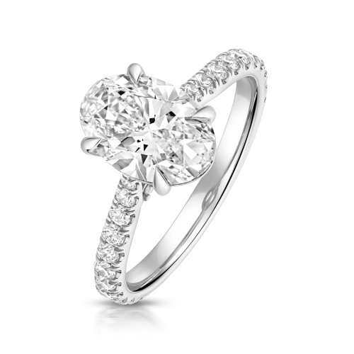 Lab Grown Certified Oval Solitaire Dia Set Shoulders In Platinum 