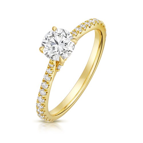 Lab Grown Certified Round Solitaire Dia Set Shoulders In 18ct Gold 