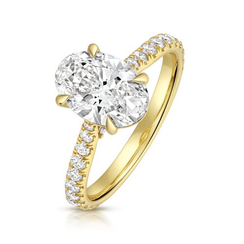 Lab Grown Certified Oval Solitaire Dia Set Shoulders In 18ct Gold 