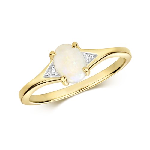 Diamond & Opal Ring In 9ct Gold 